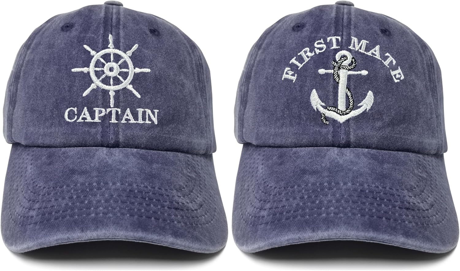 Embroidered Papa Mama Mini Captain First Mate Matching Hats