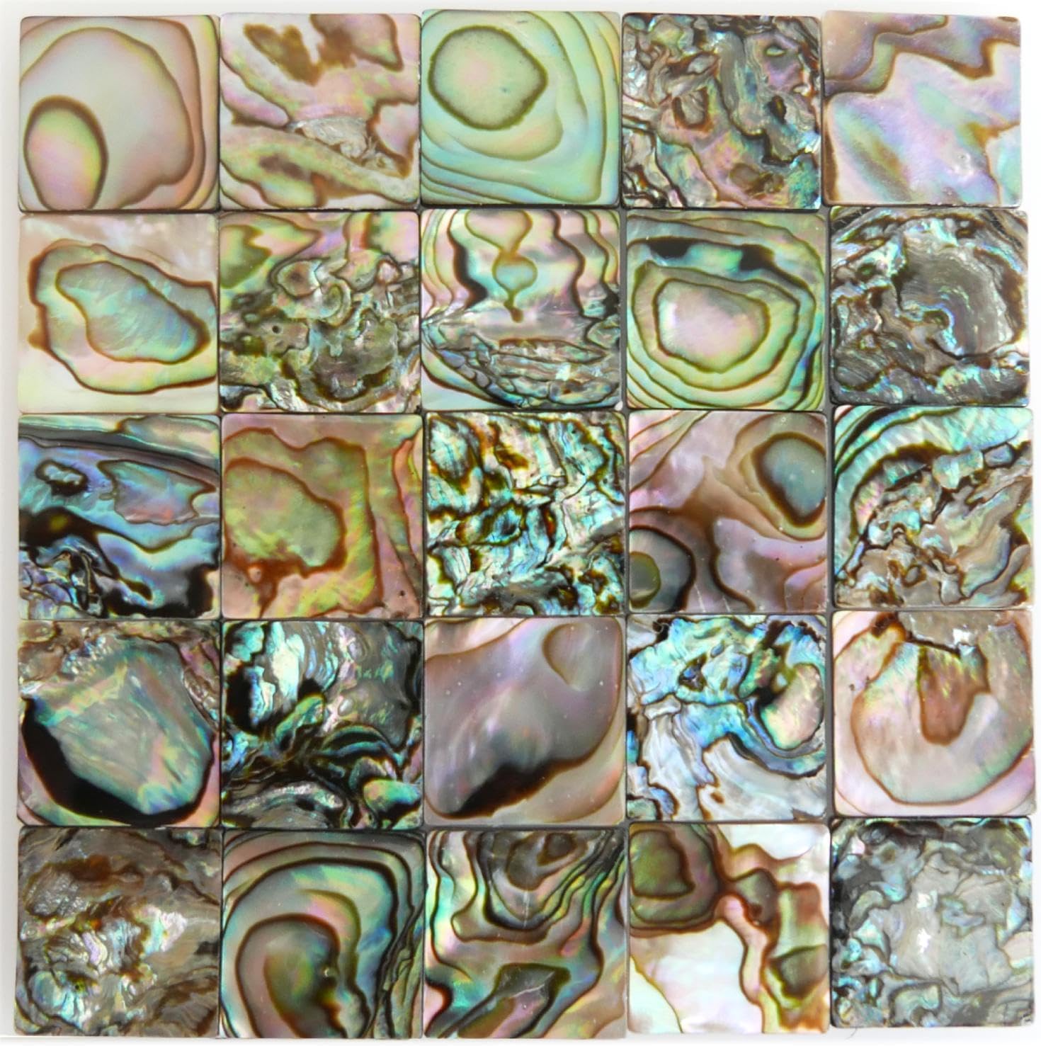 Yuan's 25 Pcs 1.5cm(0.59'') Square White Sea Mother of Pearl MOP Shell. One or Two Side Polished. (1.5cm(0.59''') Square x25 pcs, White Mother of Pearl)
