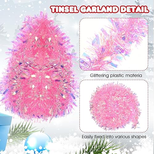 Miniatura 82 de Shappy Guirnalda de oropel negra de 90 pies, 6 rollos para decoración de Halloween, Navidad, guirnalda metálica con purpurina para bodas, fiestas