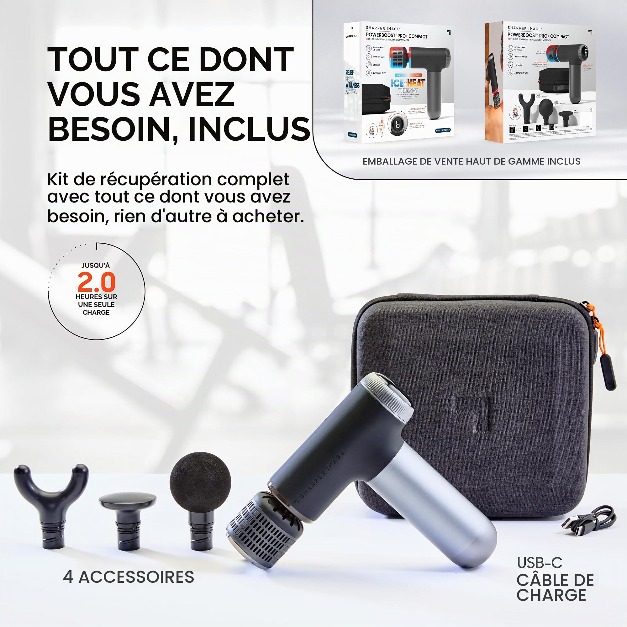 SHARPER IMAGE - Appareil de massage compact à percussion chaud et froid