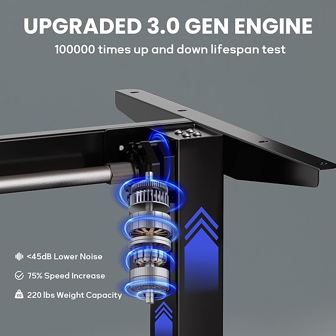 Base de Escritorio de Pie Eléctrica, Ajuste de Altura con Memoria, Hasta 47.2" miniatura 7