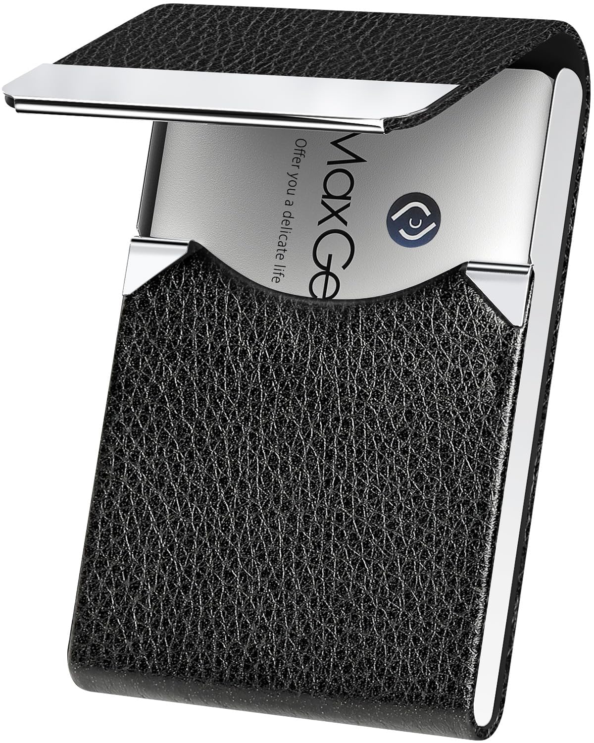 MaxGear Business Card Holder, PU Leather Business Card Case, Black Carbon — Amazon image 9
