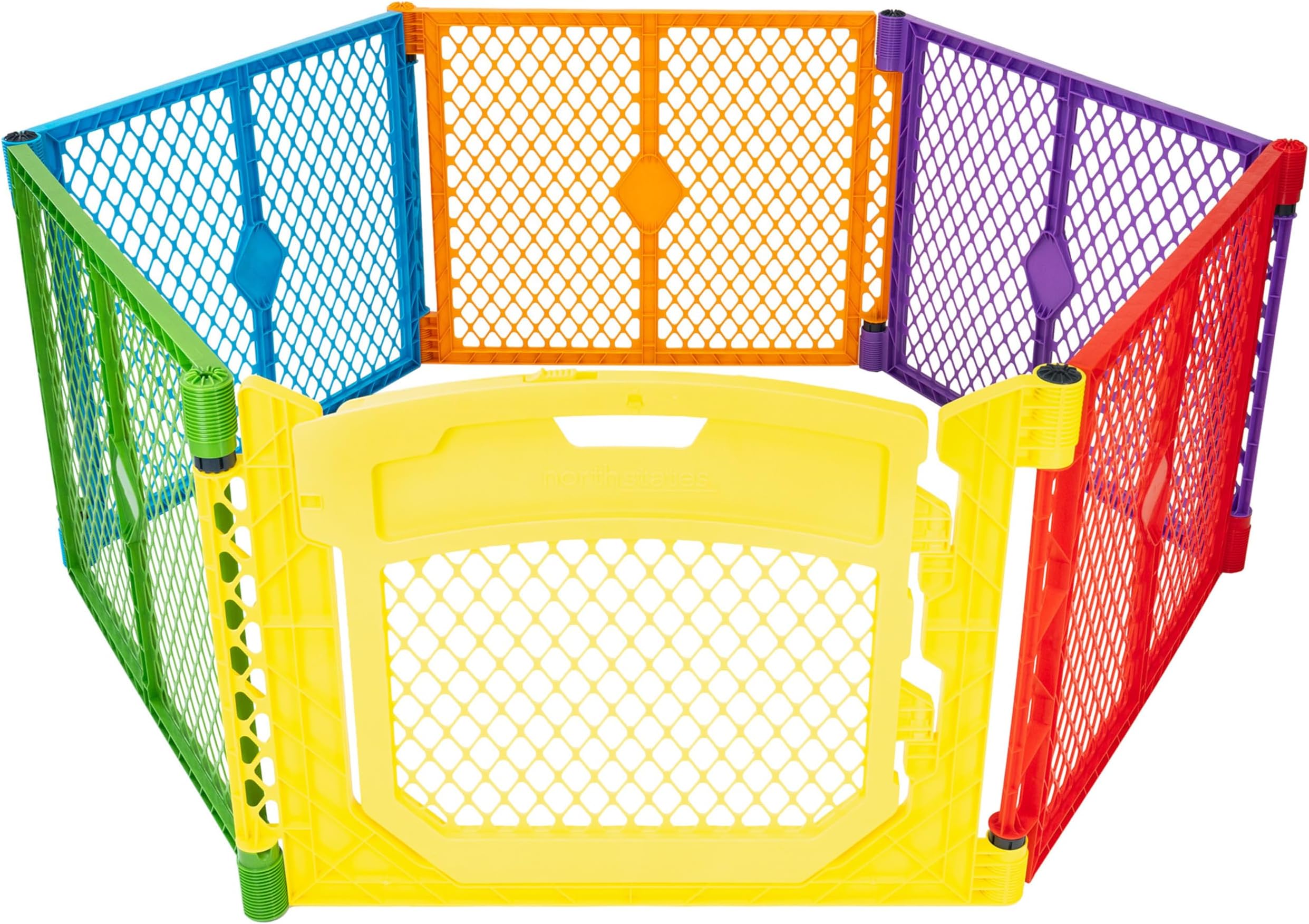Toddleroo by North States - Superyard Colorplay Ultimate Play Yard: Freestanding 6 Panel Baby Playpen - Indoor/Outdoor Use - Made in USA - Encloses Up to 18.5 Square Feet - 26 Inches Tall - Colorplay