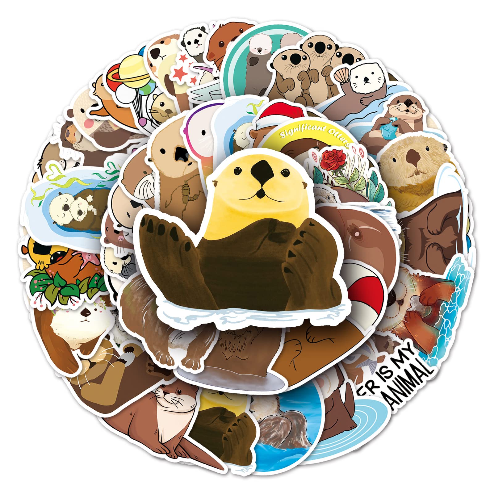 Eurasian River Otter Aufkleber für Laptop (50 PCS),Geschenk für Kinder Jugendliche Erwachsene Jungen,Otter Stickers Wasserdicht Vinyl Aufkleber für Scrapbook,Skateboard,Auto,Gepäck