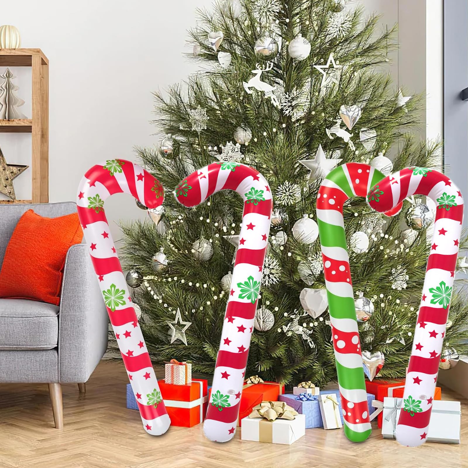 6 Stück Aufblasbare Zuckerstangen 90cm Aufblasbare Zuckerstangen Haustür Zuckerstangen Aufblasbarer Lutscher Groß Weihnachten Zuckerstange für Outdoor Haustür Innenbereich Weihnachtsdekorationen