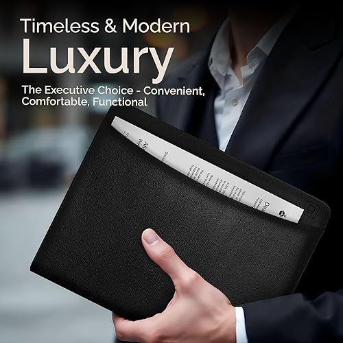 Miniatura 7 de Portafolio ejecutivo de cuero con cierre. Portafolios profesional y carpeta organizadora con una funda para tablet de 10.5 pulgadas de Lautus