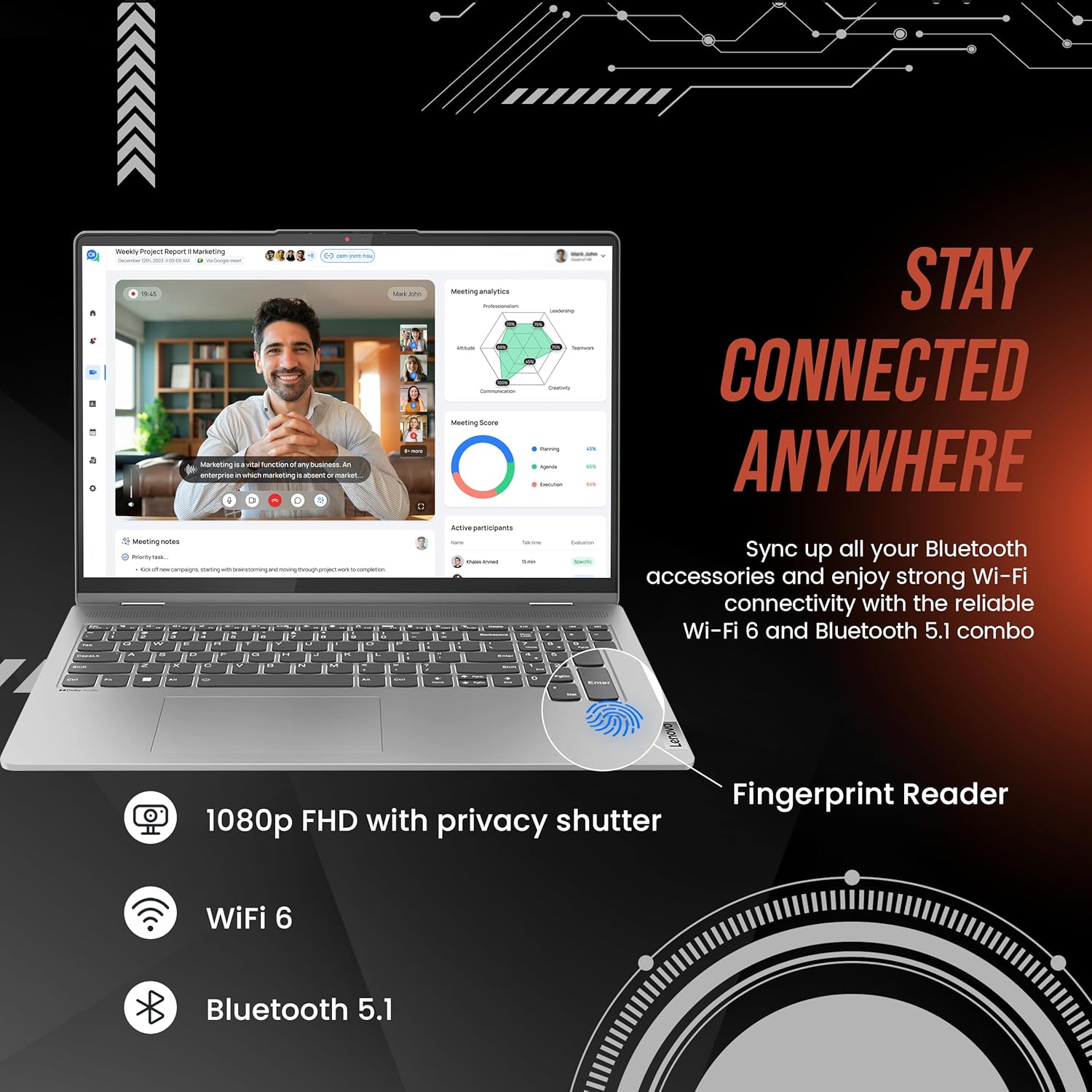 Lenovo IdeaPad Flex 5 2-in-1 Laptop, 16" WUXGA Touchscreen, AMD Ryzen 7 7730U, 16GB RAM, 1TB SSD, AMD Radeon Graphics, Fingerprint Reader, Wi-Fi 6, Win 11 Pro, Grey (Renewed)