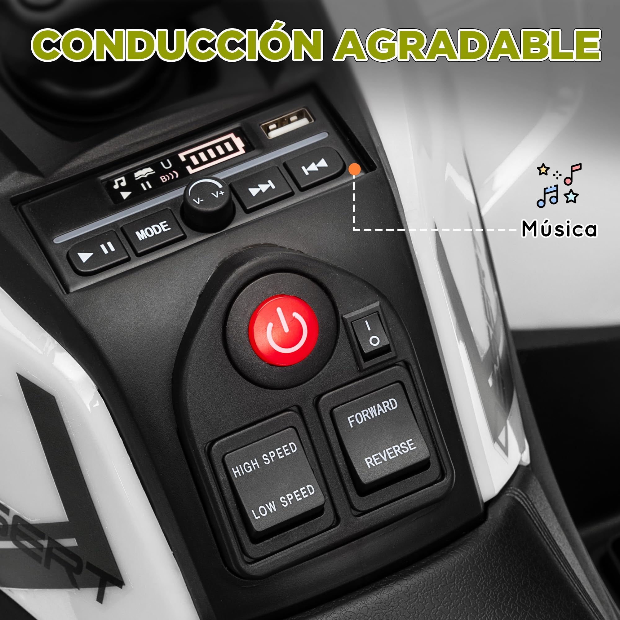 AIYAPLAY Quad Eléctrico para Niños 12V Coche Eléctrico para Niños de +3 Años con Faros Música MP3 Velocidad 3-6 km/h y Cesta Carga 30 kg Verde