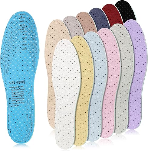 Haysandy 12 pares de plantillas de zapatos para mujer, plantillas de látex delgadas y transpirables con agujeros, amortiguación ultra suave,