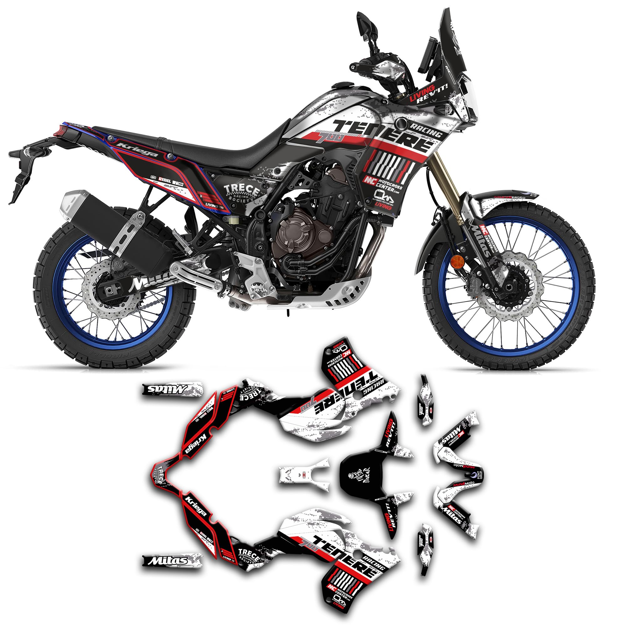 Kit Déco MX Grafx Pour Yamaha Tenere 700 T7 - Stickers T700/4, Fabrication Française