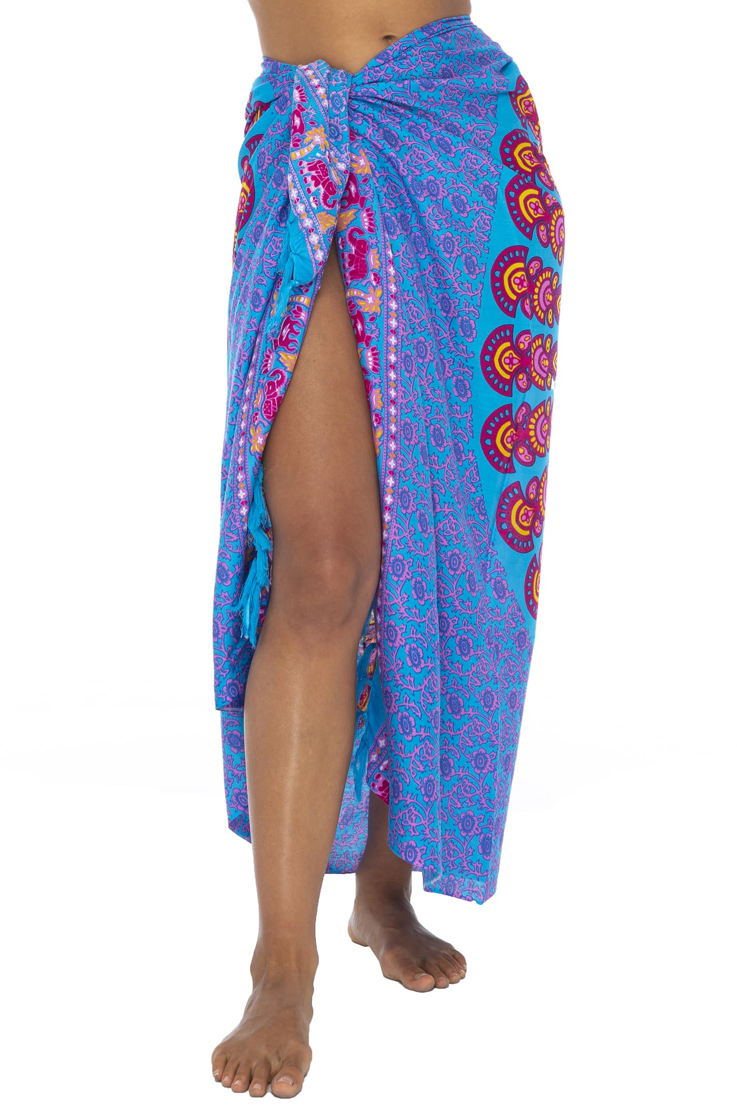 Back From Bali Womens Sarong Beach Swimsuit Bikini Cover up Wrap Peacock & Clip