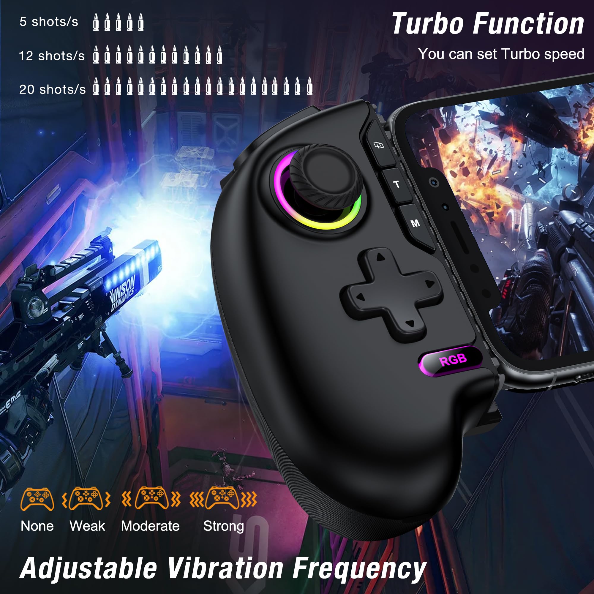 HELLCOOL Wireless Handy Controller, Handheld Smartphone Controller mit Hall Joysticks für Android/iPhone, kompatibel mit Xbox Cloud/Steam Link/GeForce Now/MFi Apple Arcade
