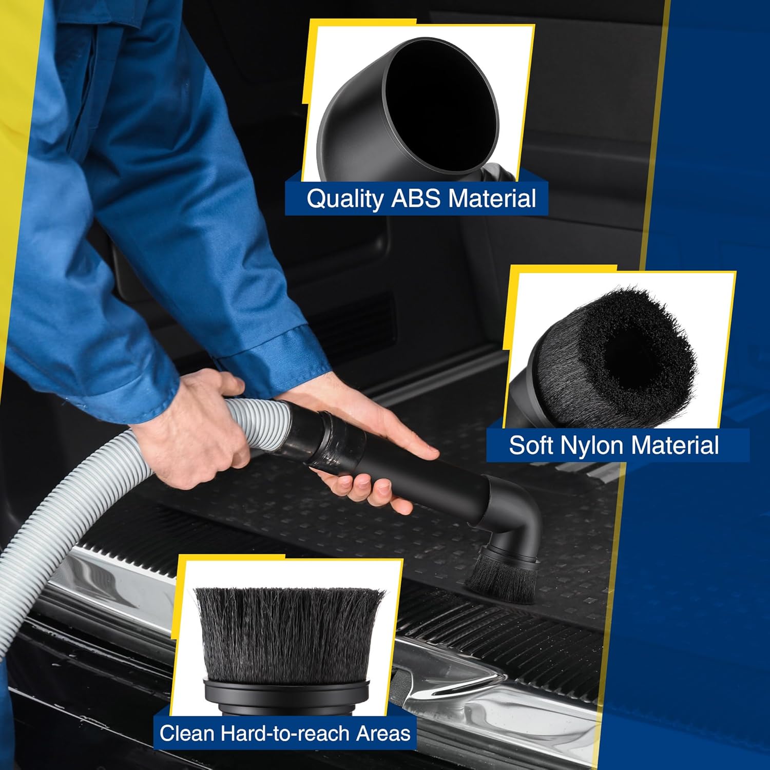 Feekoon 2 Pack 2 1/2'' Wet Dry Vacuum Dust Brush Attachment Compatible with Shop-Vac WS25001A, Fit 2.5 Inch Vacuum Extension Wands and Hoses, for Cleaning Furniture, Blinds, Car Interiors