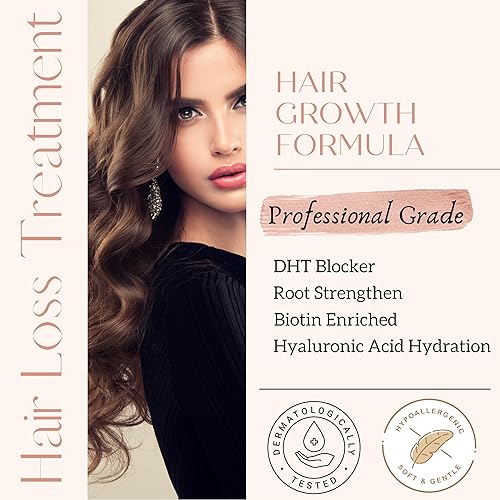 Miniatura 3 de Suero para el crecimiento del cabello biotina avanzada con cafeína, péptidos, extracto botánico para cabello más grueso, más completo, más largo,