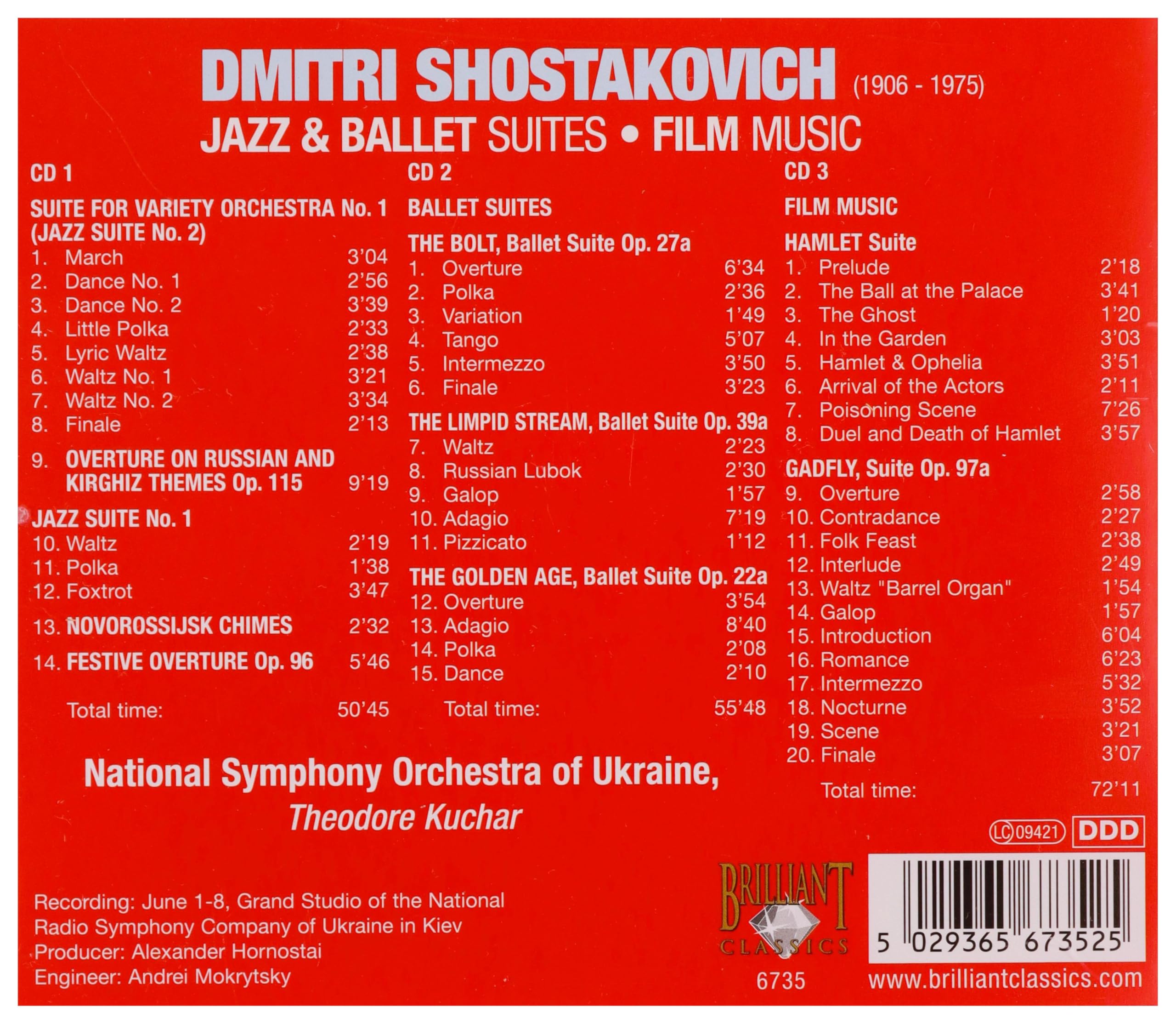 Chostakovitch : Suites de Jazz - Suites de ballet - Musique de film