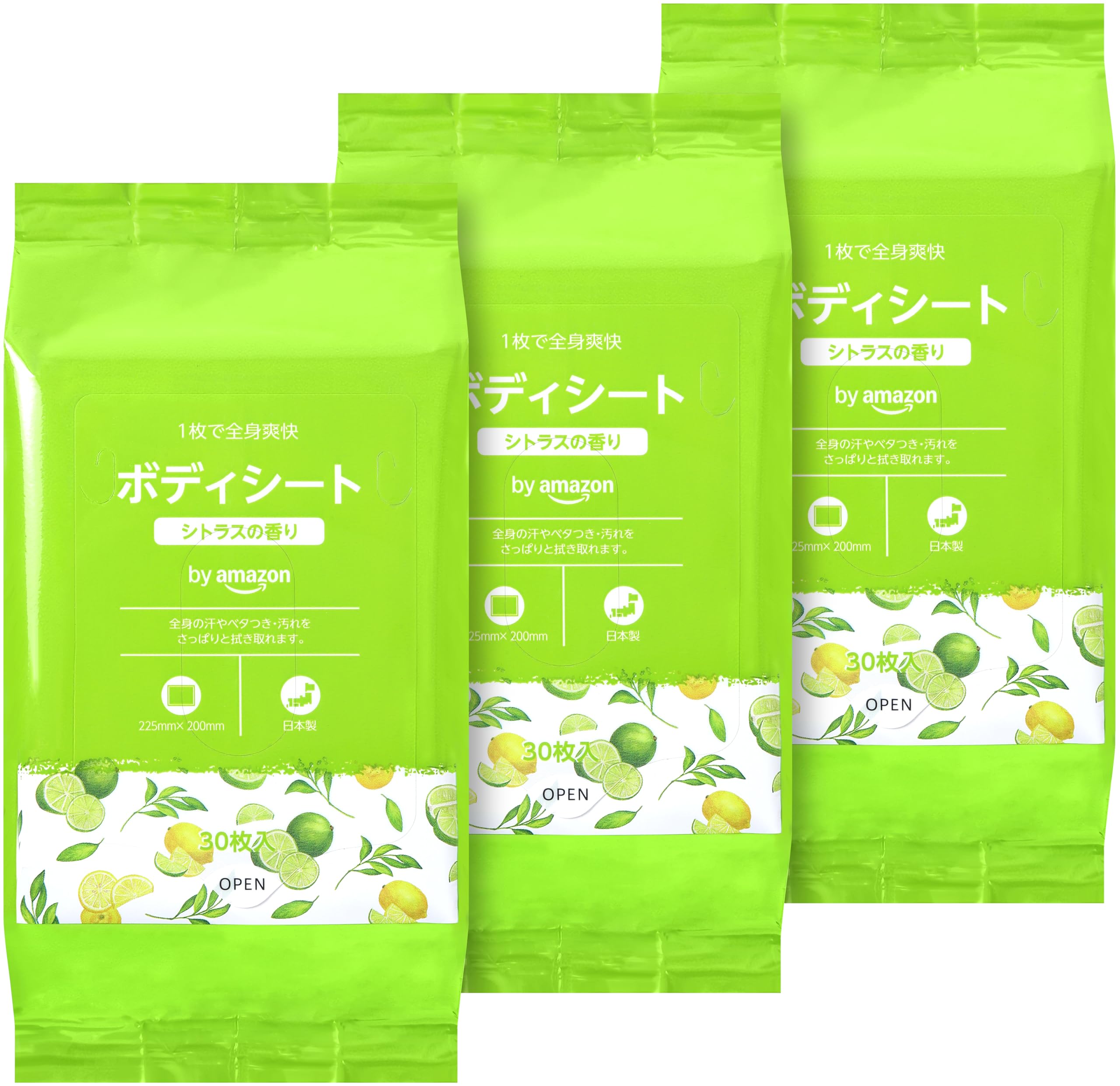 Amazon | by Amazon ボディシート シトラスの香り 30枚×3個 | by
