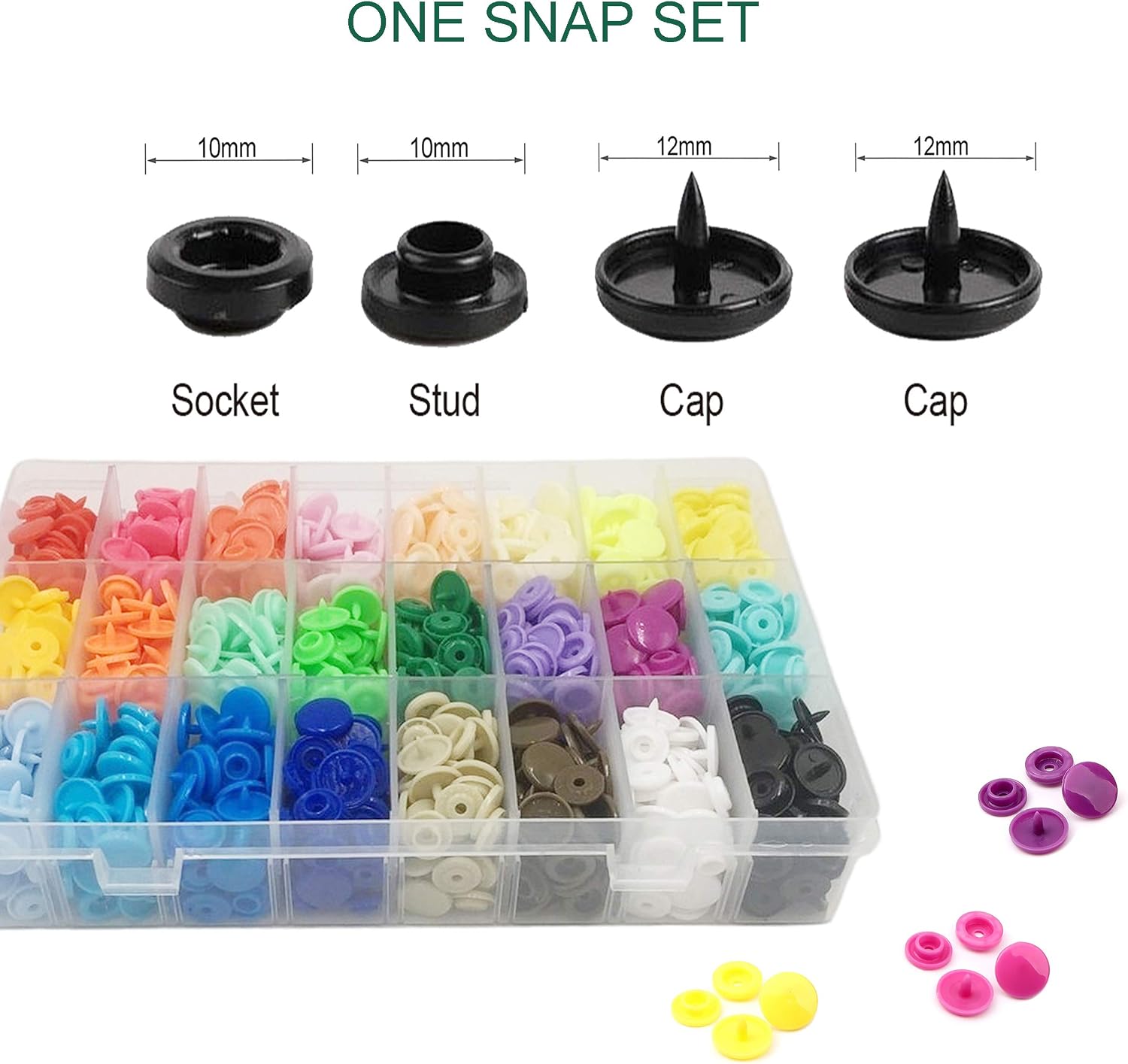Snaps and Snap Pliers Set, 360 Sets of T5 Plastic Snap Buttons in 24 Colors, Professional Snap Fastener Kit for Sewing and Crafting