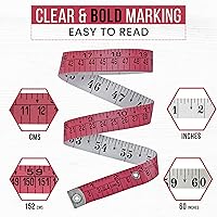 Vista 4 de Paquete de 2 cintas métricas de tela, cinta métrica para el cuerpo Cinta métrica suave para coser tela y pérdida de peso, medición corporal
