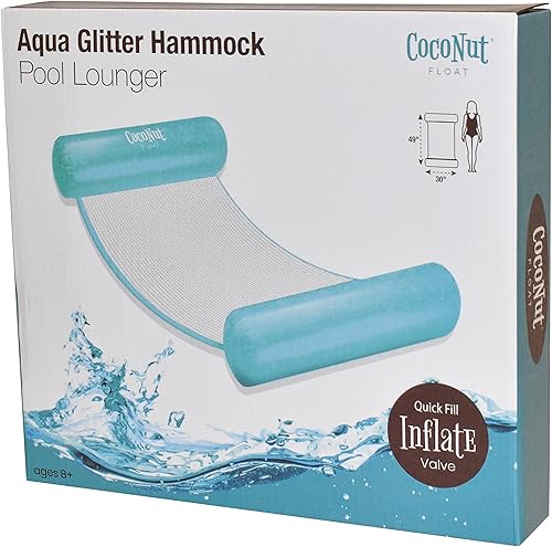 Miniatura 8 de CocoNut Float Hamaca con purpurina para piscina, tumbonas inflables multiusos para adultos, silla de ejercicio y silla de descanso, versátil para