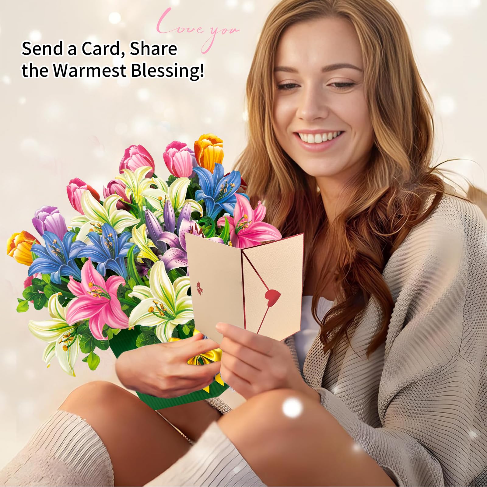 Aazon.co: Greeting Cards Red Yellow Tulips And Butterflies, Forever Bouquet 3D Pop Up Birthday