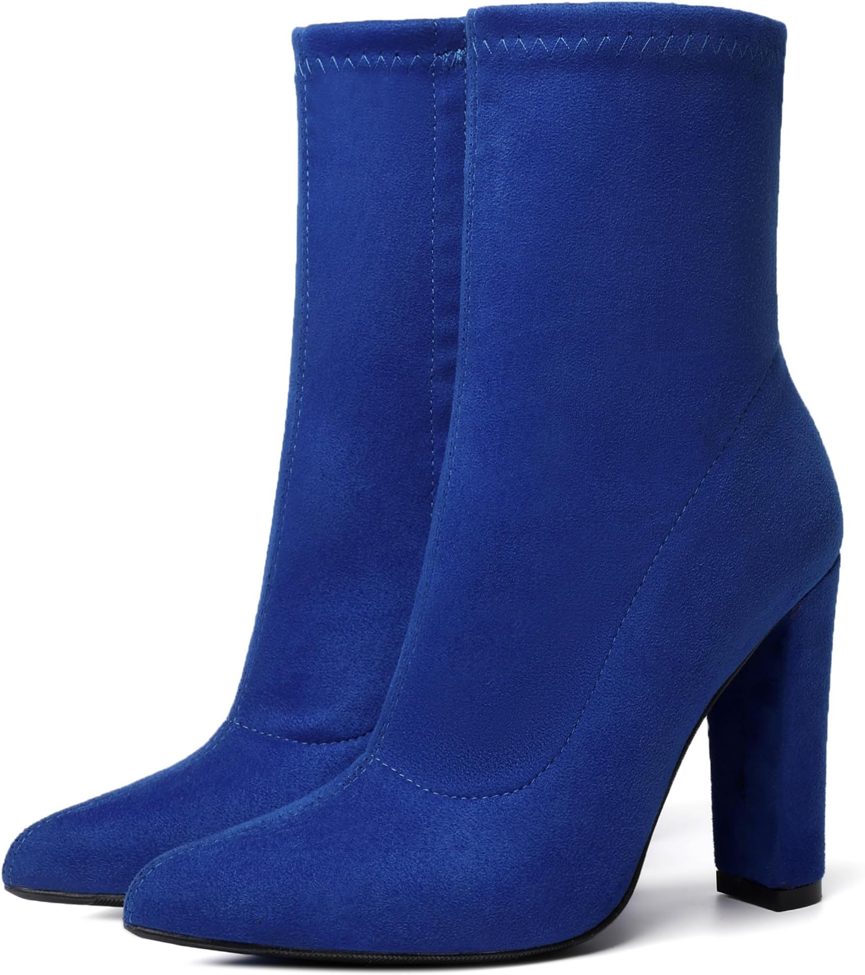 Women's Ankle Boots Zip Up Pointed Toe Chunky High Heel Booties
