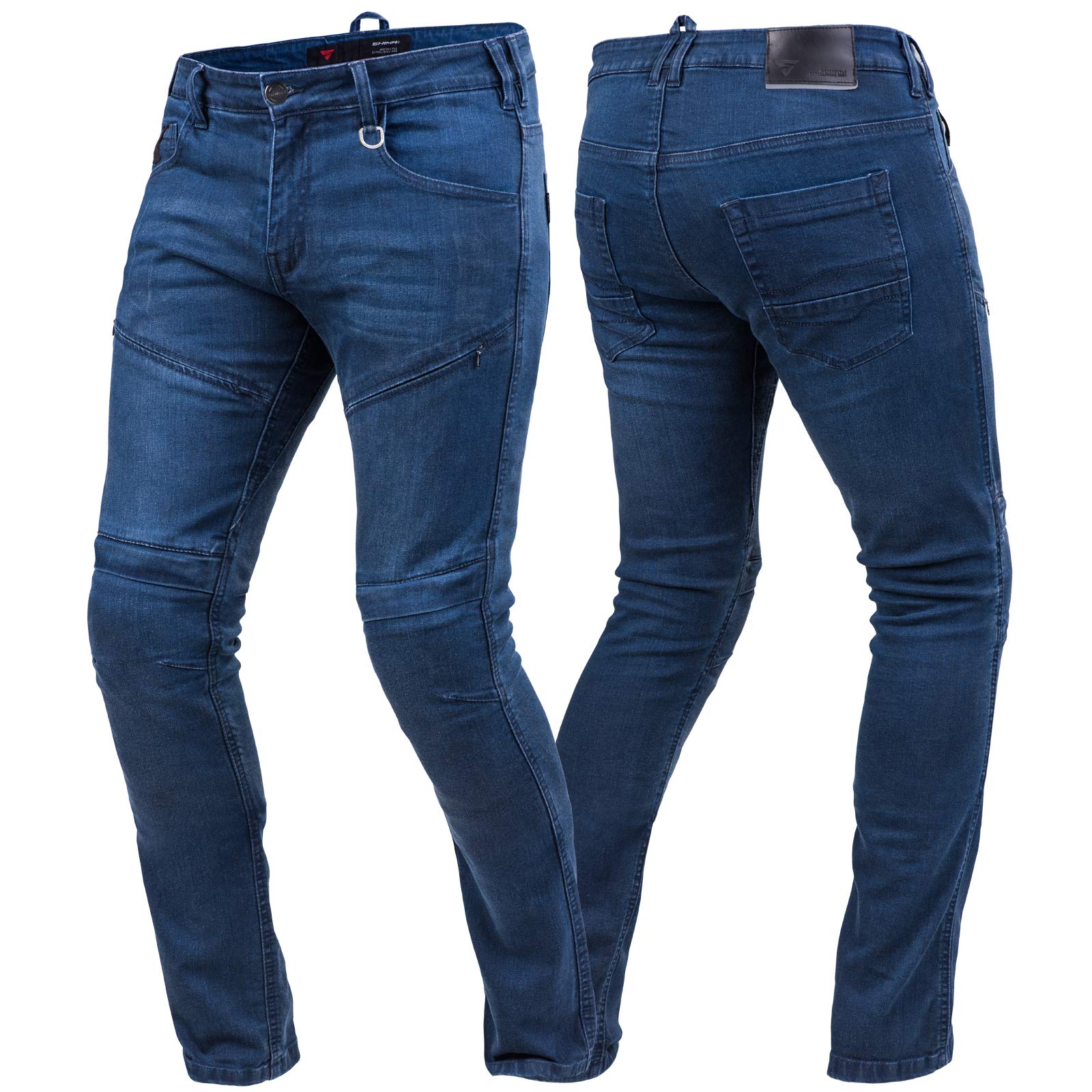 SHIMA GRAVEL Jeans Moto Homme - Ventilés Biker Pantalon Hommes Coupe Slim avec Renforts en Kevlar, Protection CE Genoux et Hanches ,Bleu, 38