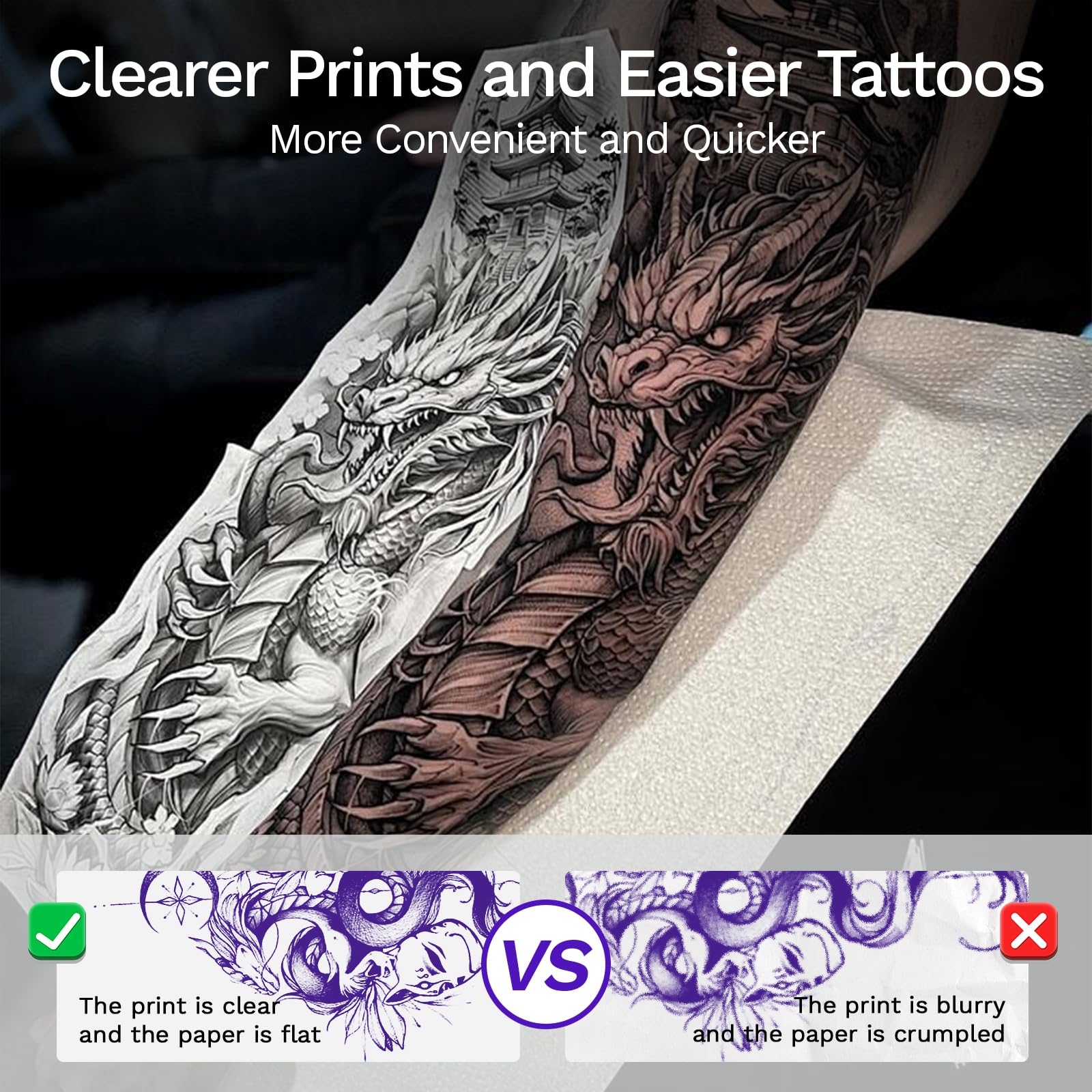 Stampante per tatuatori e principianti, con 3 fogli di carta di trasferimento per tatuaggi, portatile, wireless, Bluetooth, termica, senza inchiostro, compatibile con telefono/PC