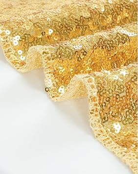 Eternal Beauty Gold Tablecloth, 50x50 Inch Sequin Square Table Cover for Valentines Cake Dessert Exhibition Party Birthday Events
