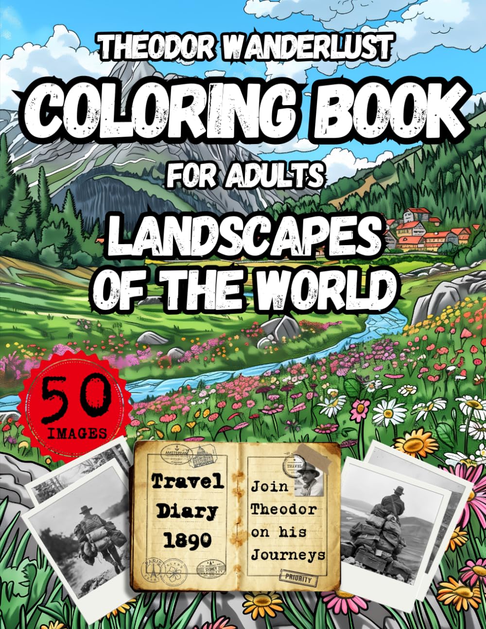 Theodor Wanderlust Coloring Book for Adults: Landscapes of the World