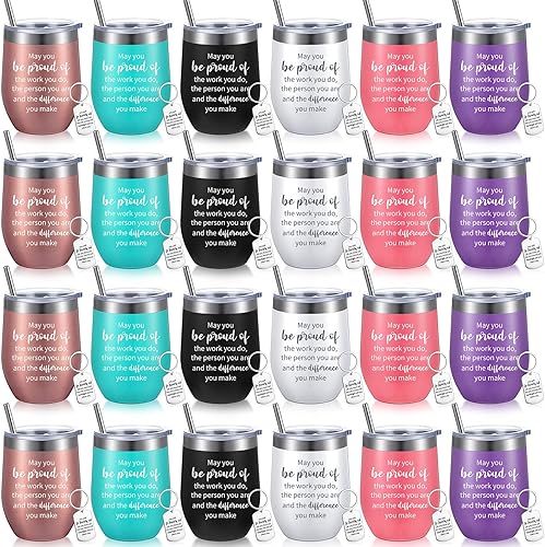 Inbagi Regalos de agradecimiento de 12 onzas, vaso de vino para graduación, profesor, estudiante, mamá, empleado, taza de agradecimiento con texto