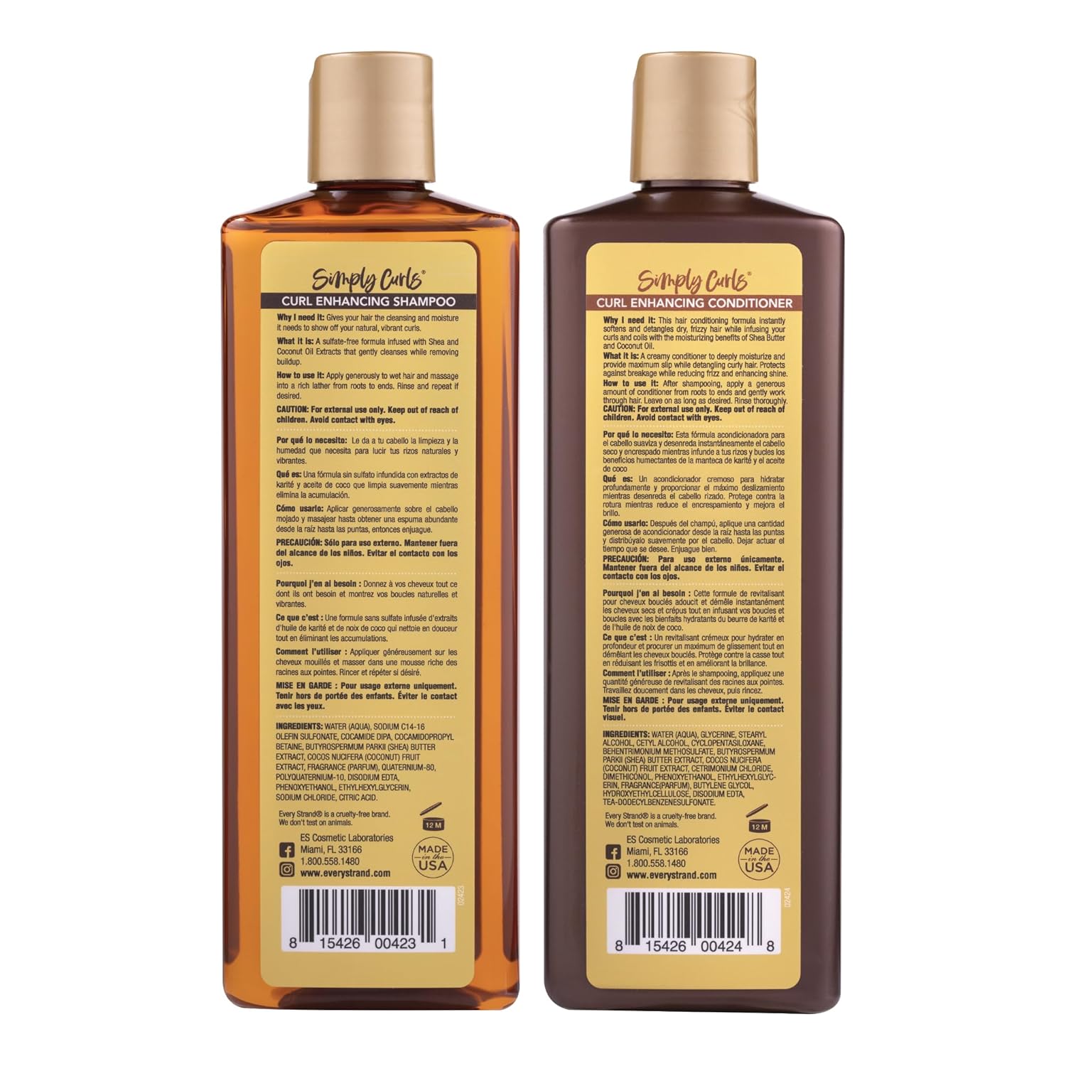 Every Strand Simply Curls Shampoo and Conditioner Set 13.5 oz, Curl Enhancing Duo for Wavy, Curly, and Coily Hair, Sulfate Free, Paraben Free