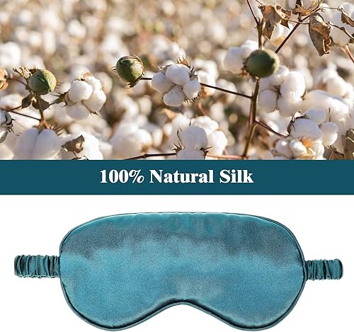 Miniatura 5 de El juego de máscara de dormir de satén de seda incluye 2 correas elásticas para sombras de ojos vendados, doble capa de relleno de seda, 2 tapones
