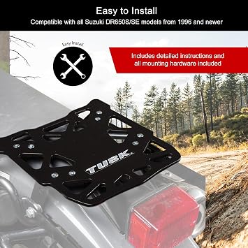 Tusk Top Rack Luggage Carrier Rear Tail Rack Compatible with Suzuki DR650 1996-2026
