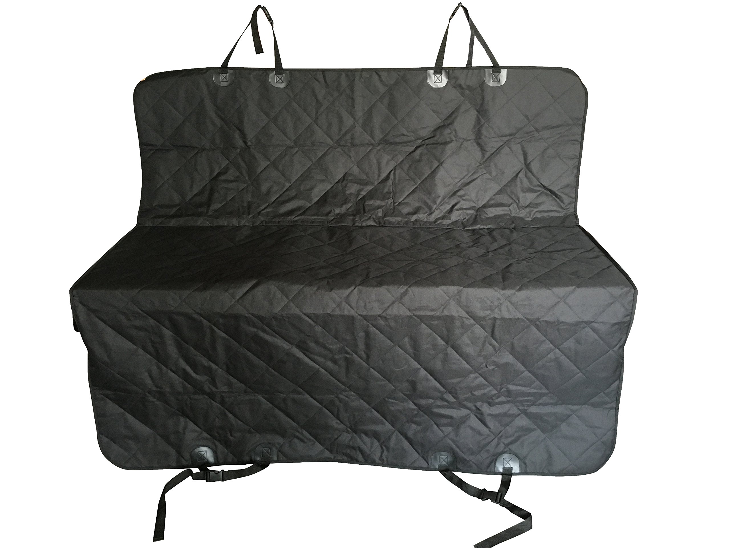 Black Waterproof Hammock Pet Car Seat Cover-Black, Non-Slip, Extra Side Flaps, Machine Washable Car Seat Cover for Pets, 63" x 66"