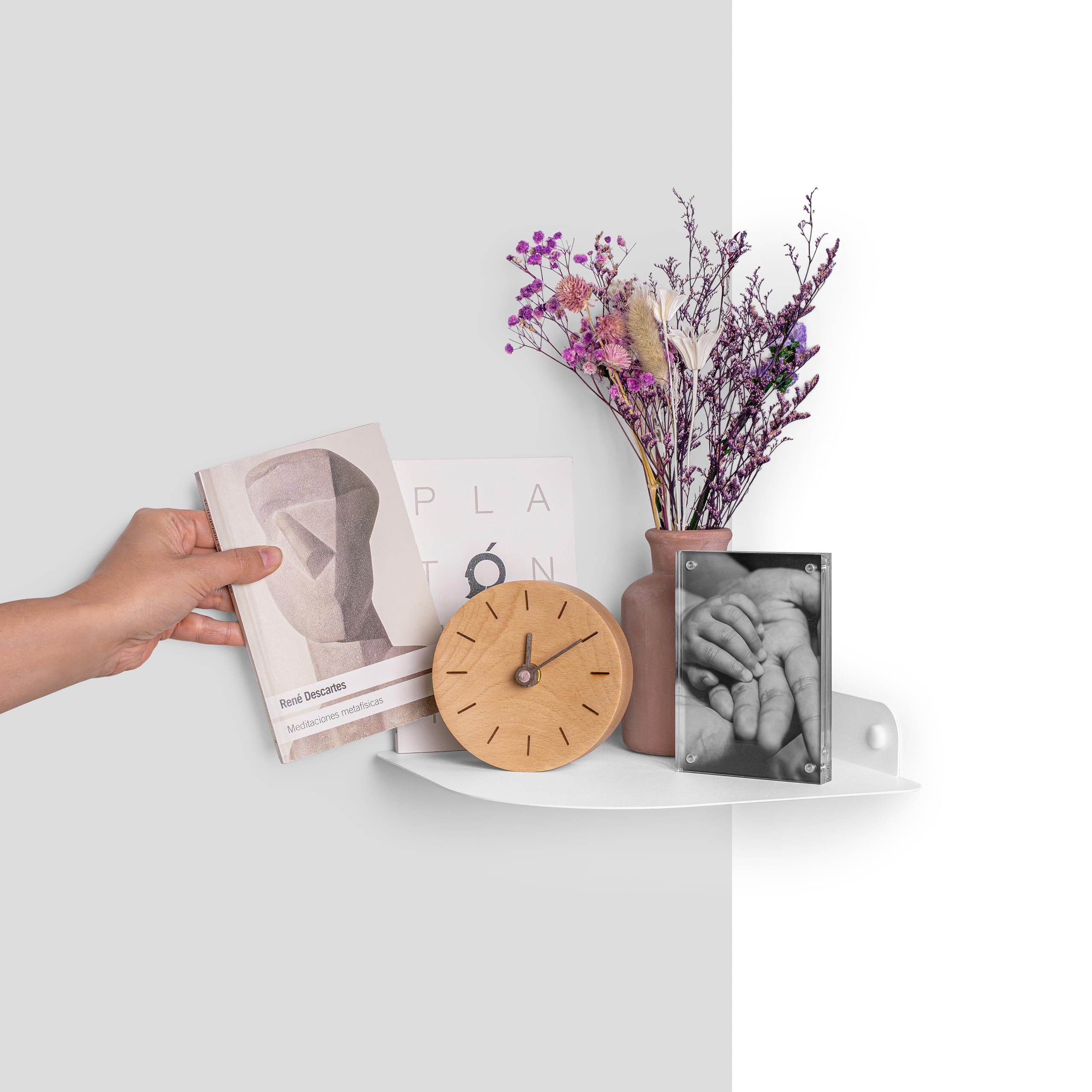Balda esquinera metálica Flotante de Pared para salón, Cocina, baño y Entrada • Estantería de Esquina Invisible para Plantas y Libros • Repisa rinconera de Metal Minimalista para recibidor