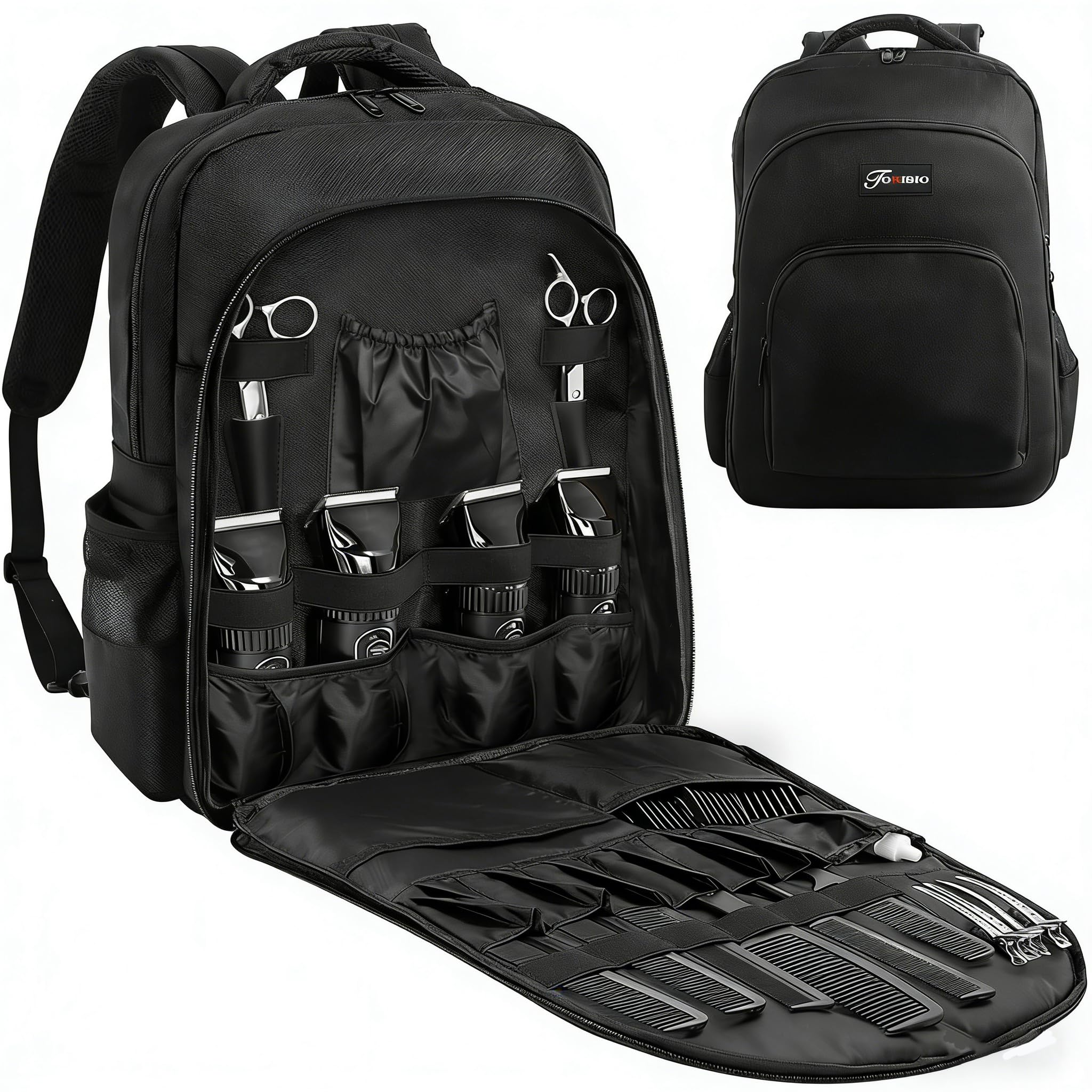 Friseur Werkzeugtasche, Clipper und Zubehör Organisator,Schwarz | Friseur Koffer, Tragbarer Rucksack für Friseurwerkzeuge, Barber Bag