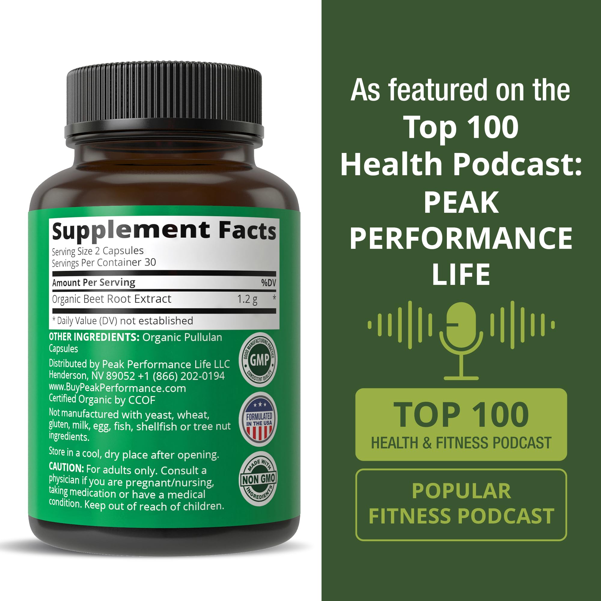 Peak Performance USDA Organic Beet Root Vegan Capsules for Women & Men — Amazon image 6
