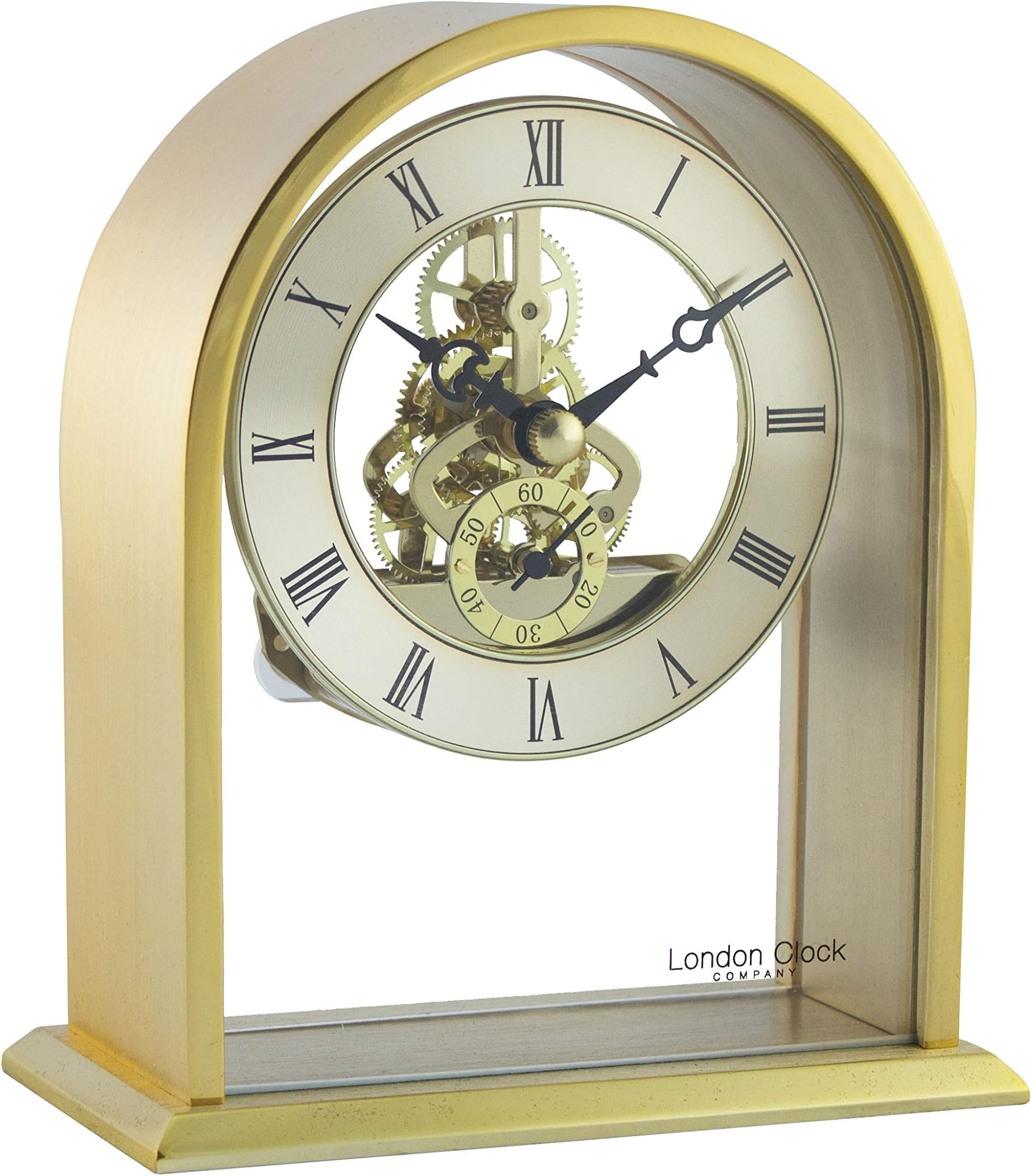 Arch Top Skeleton Mantel Clock, Gold, 14 x 12 x 6.2cm