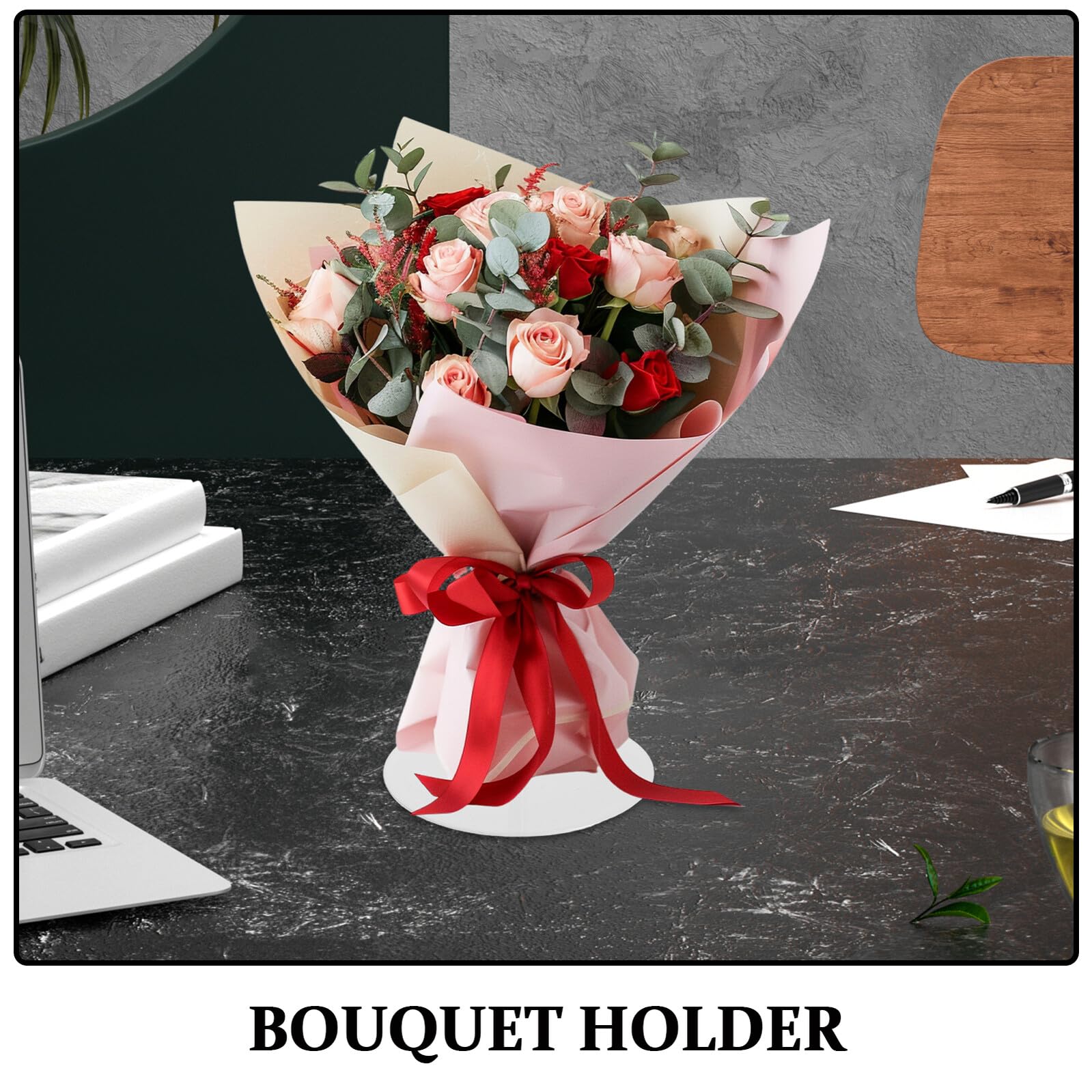 Supporto per Bouquet Regolabile in Ferro Bianco Design Elegante e Pratico per Esposizioni di Fiori e Forniture per Negozi di Fiori