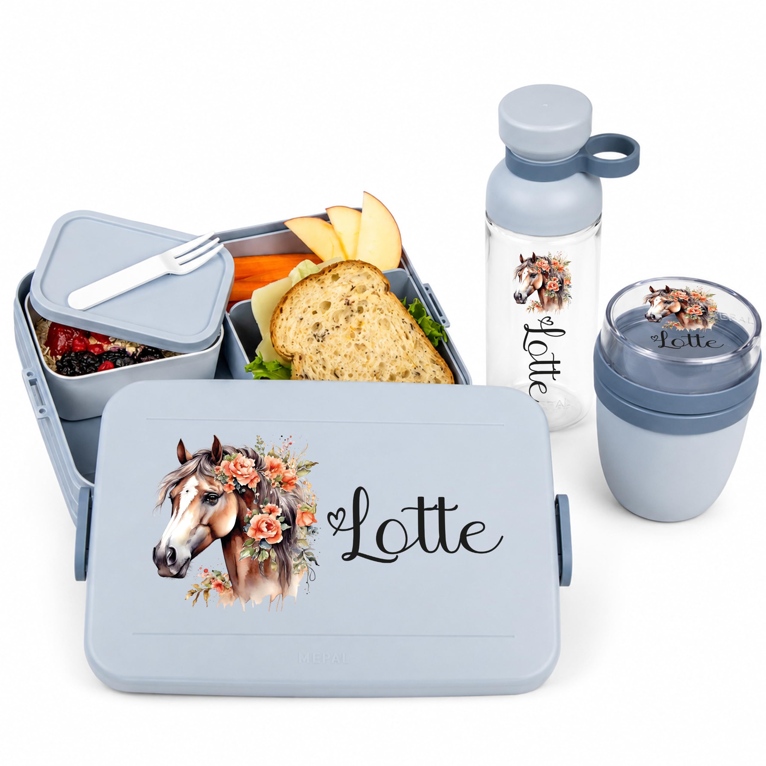 Mepal Personalisierte Brotdose Trinkflasche | Zug Lokomotive Dampflock