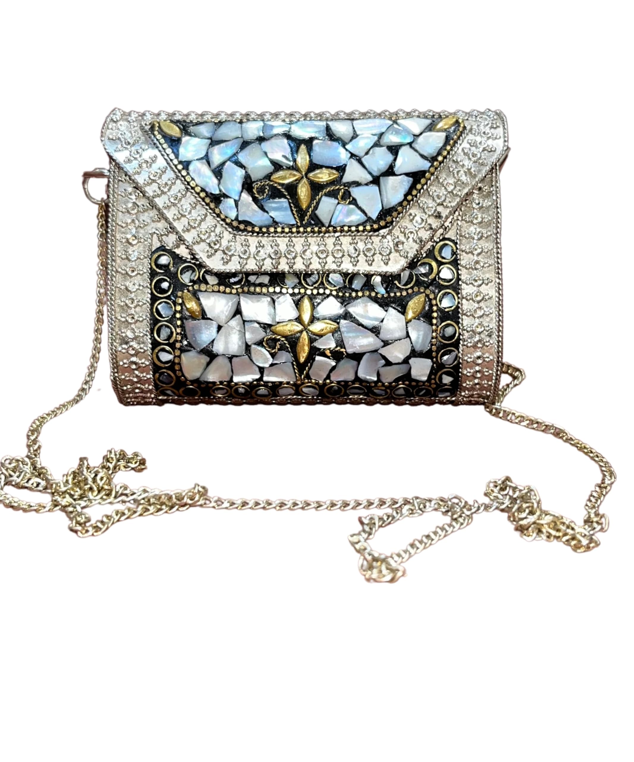 Antique Indian art Handmade Stone mosaic metal bag Women/Girls Bridal metal clutch party sling bag (Design-01) (B0DCZN5Q6Q) Amazon Price History, Amazon Price Tracker