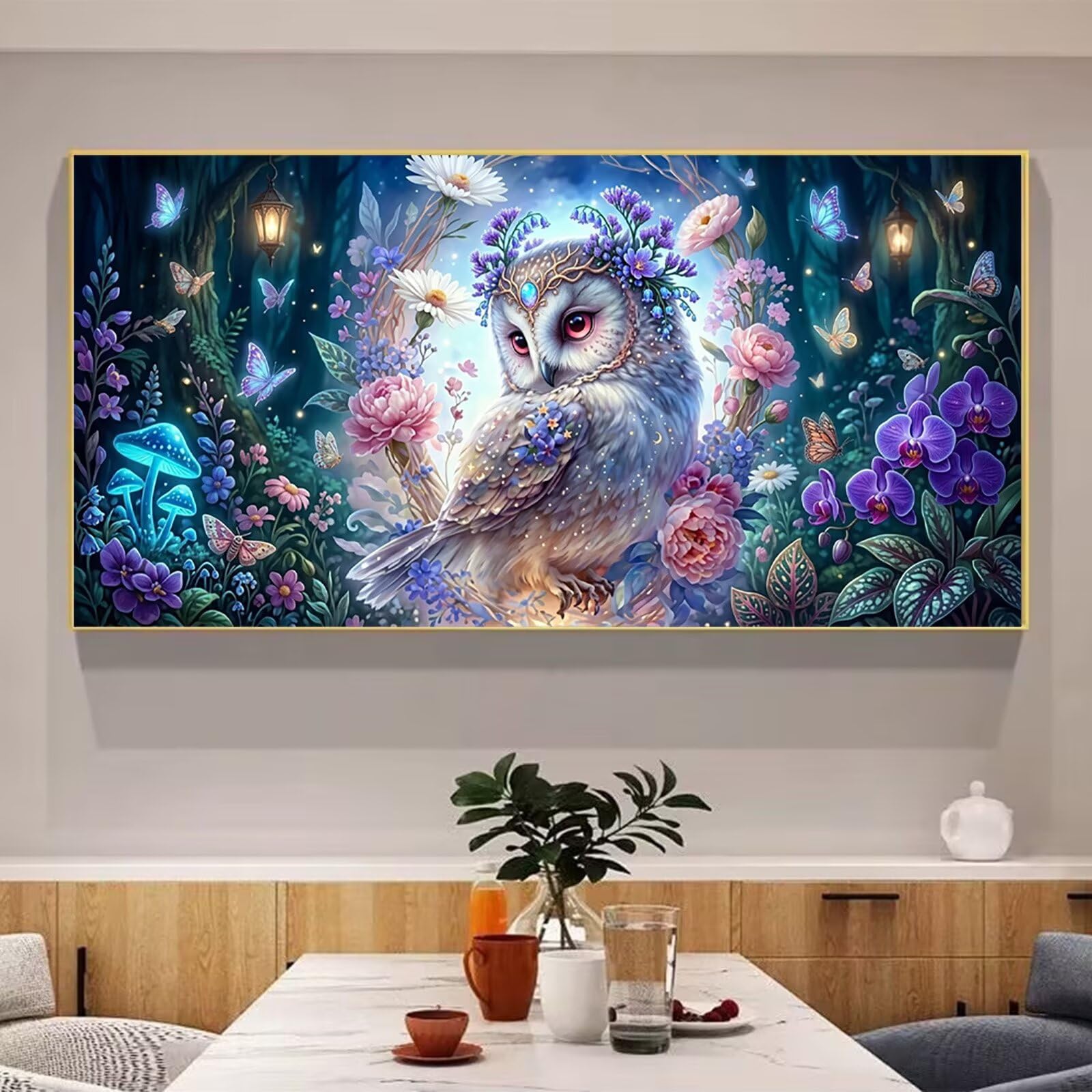 Diamond Painting Eule Diamond Painting Erwachsene XXL Traum, 5D Full Runder Drill Diamanten Malen Nach Zahlen, DIY Set Mosaik Bastelset Kreativ Set für Erwachsene Home Decor Wanddeko 100x200cm,Cod-895