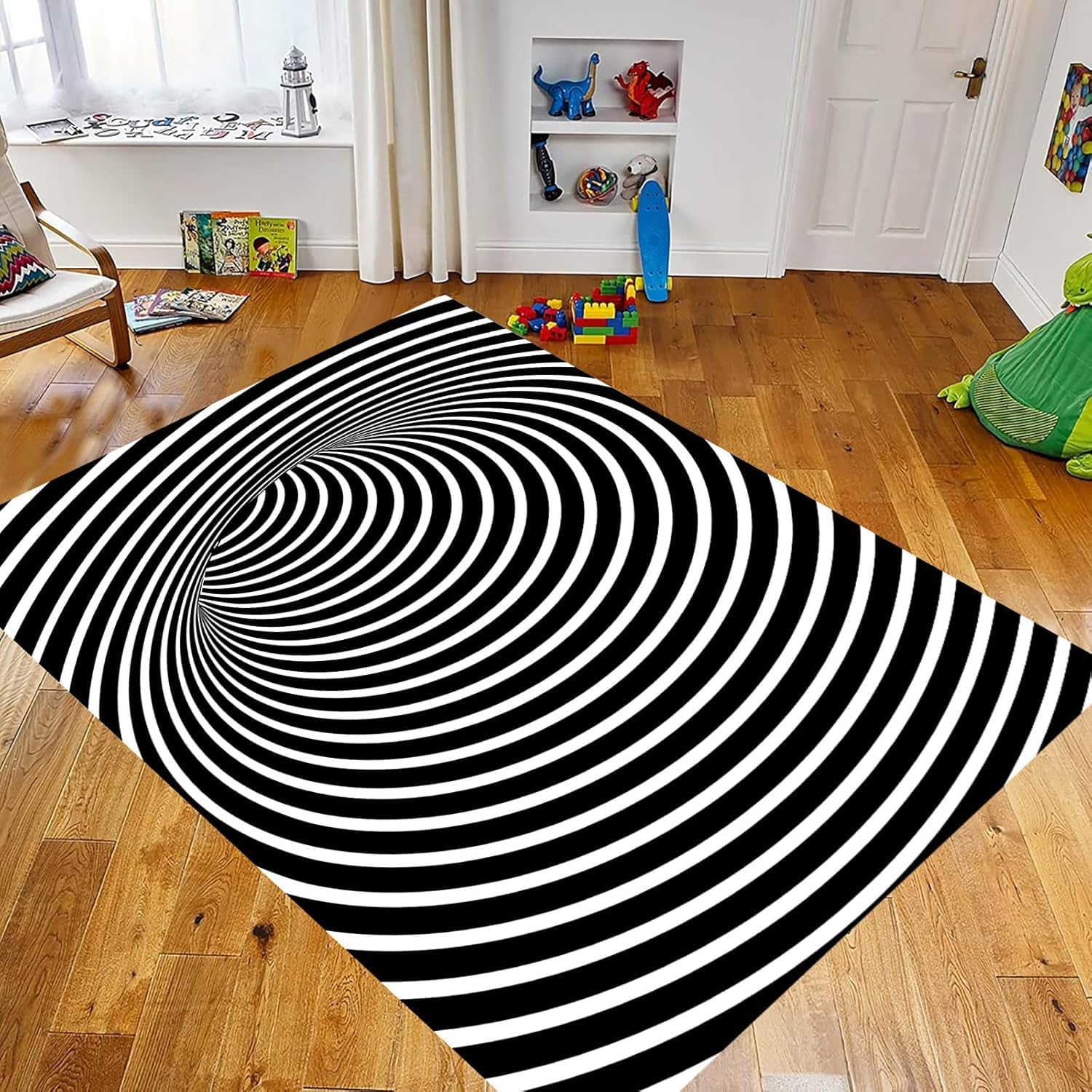 Tappeto Con Illusione Ottica 3D Per Soggiorno, Strisce Di Trama Geometrica Astratta Tappeto Con Motivo Stampato,Tappetino Per Decorazioni Per La Casa,Tappetino Antiscivolo,Zerbino Lavabil -56500648917