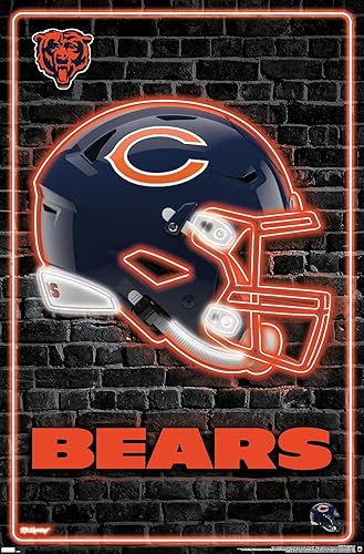 Trends International NFL Chicago Bears - Póster de pared con casco neón 23, 22.37 x 34.00 pulgadas, versión sin marco