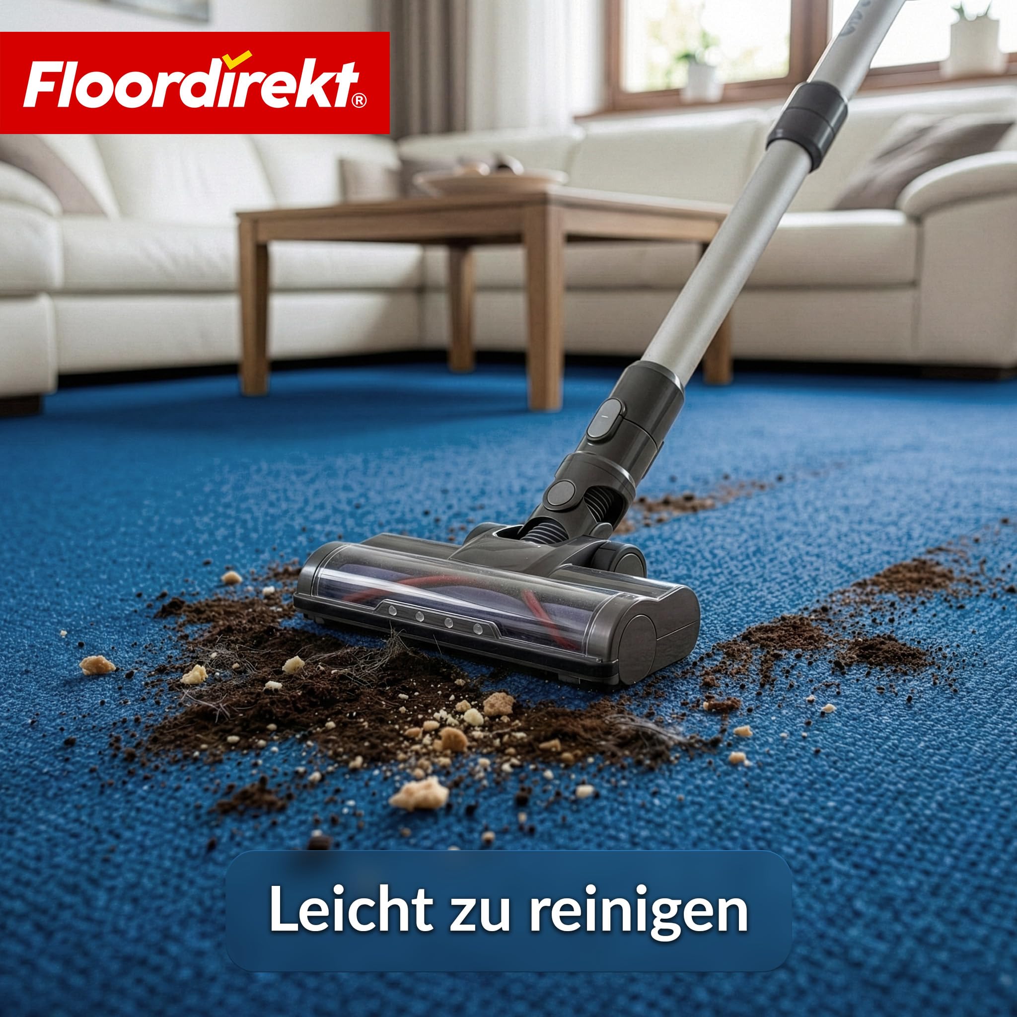 Floordirekt Nadelvlies Teppichboden 200x100 cm – Strapazierfähiger Teppich mit Schaumrücken, trittschalldämmend & kälteisolierend, individuell zuschneidbar für Wohnraum & Büro Dunkelblau