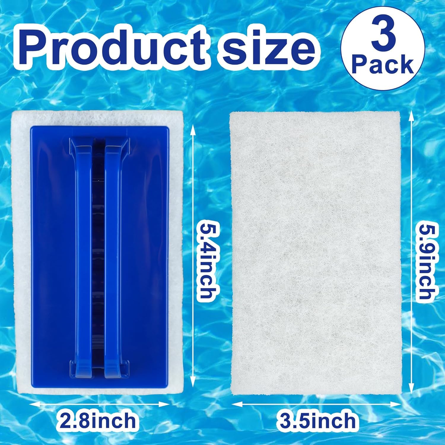Lot De 3 Brosses Éponge Piscine Avec Poignée - Nettoyage Saleté Et Mousse Parois Et Fonds