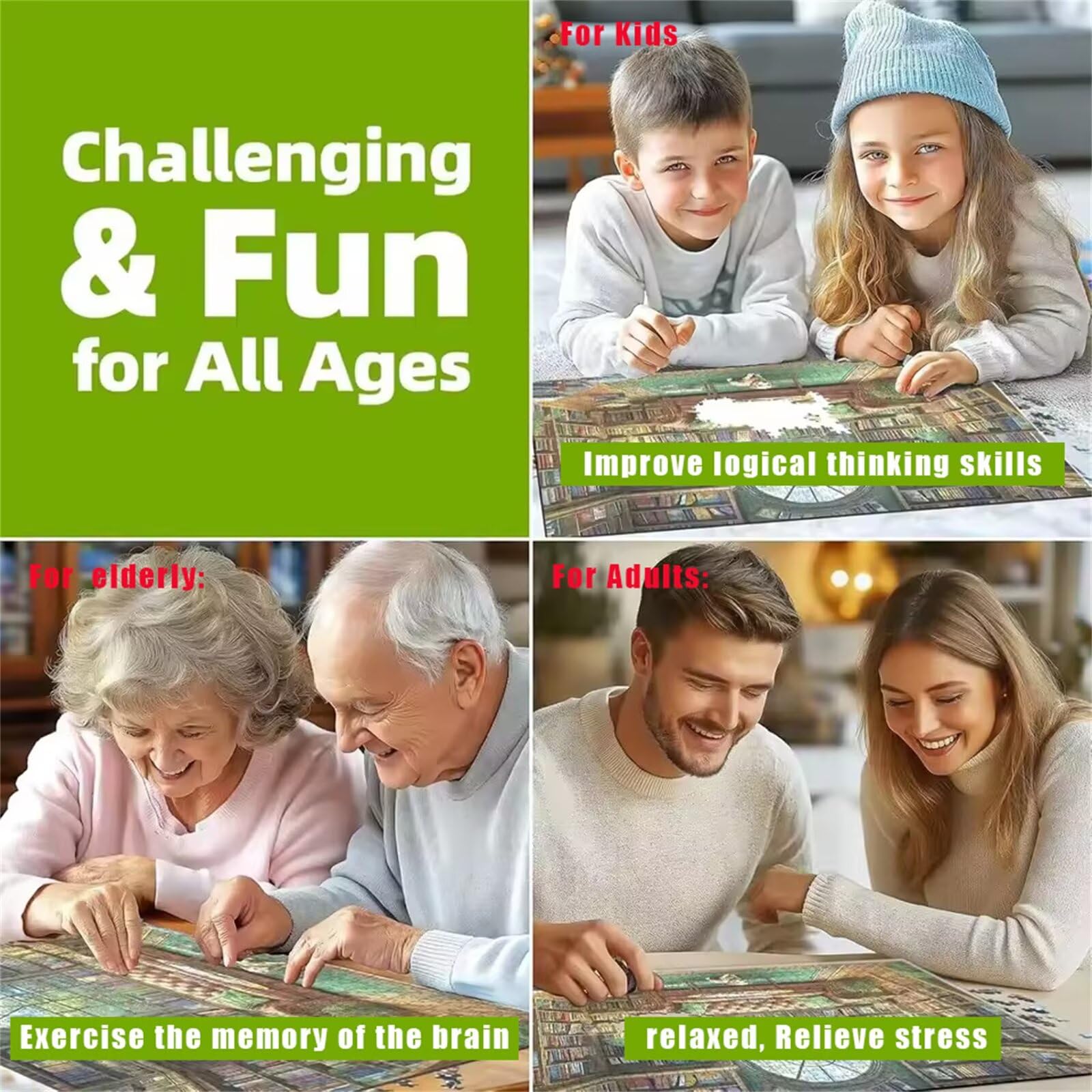 1000 Pezzi Puzzle per Adulti, Fai Da Te Puzzles Classici Colorato, puzzle Giochi Rilassamento e Intelligence, puzzles per Gioco Familiare(Dea fluorescente verde)
