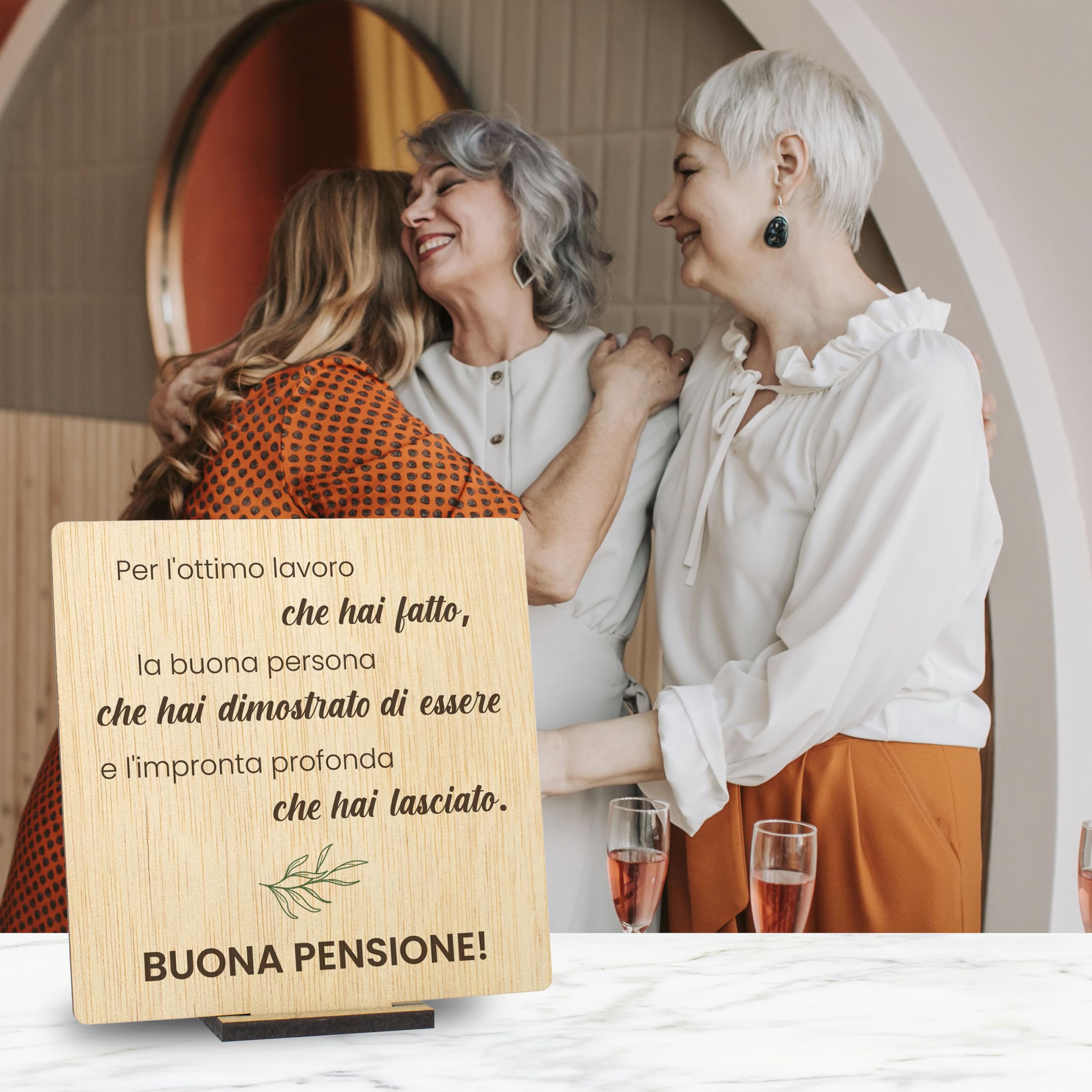 Biglietto Di Auguri Per Pensionamento In Legno - 25x15 Cm - Con Spazio Per Dediche - Regalo Originale Per Uomo E Donna - Targa Ricordo - 5