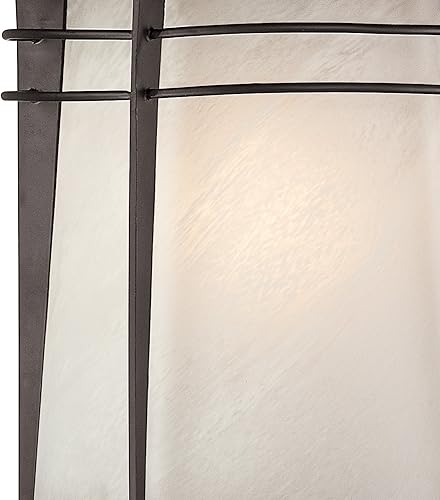 Miniatura 3 de Westinghouse 6674100 Senecaville - Farol de pared exterior de una sola luz, acabado de bronce envejecido en acero con cristal de alabastro blanco