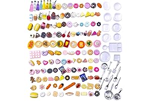 150 Pcs Miniature Food & Drink, Ice Creams, Pizzas, Burgers, Kitchenware & Tableware, Dollhouse Accessories